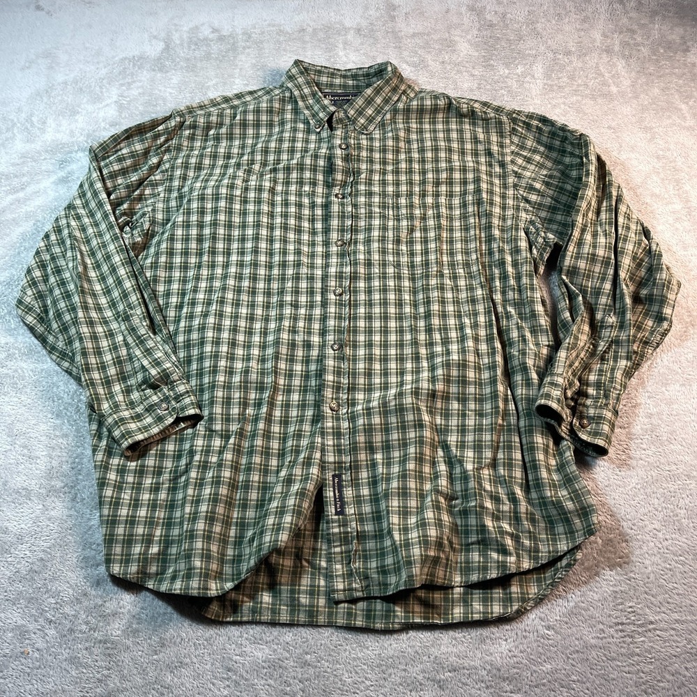 Abercrombie & Fitch Shirt Men's XL Green Plaid Button Down Dad Farm Barn Outdoor